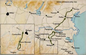 Operationsweg der 6. Südafrikanischen Panzerdivision in Italien