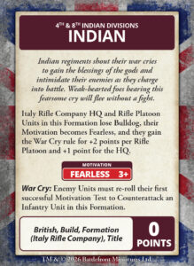 Command Cards für die 4. und 8. Indische Division