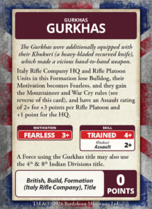 Command Cards für Gurkhas in Flames of War