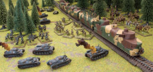 Polnischer Panzerzug als Flames-of-War-Modell im Einsatz