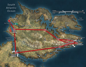 Karte der Falklands Axis of Attack Kampagne